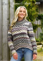 Knitting Pattern - James C Brett JB839 - Marble Chunky - Ladies Sweater